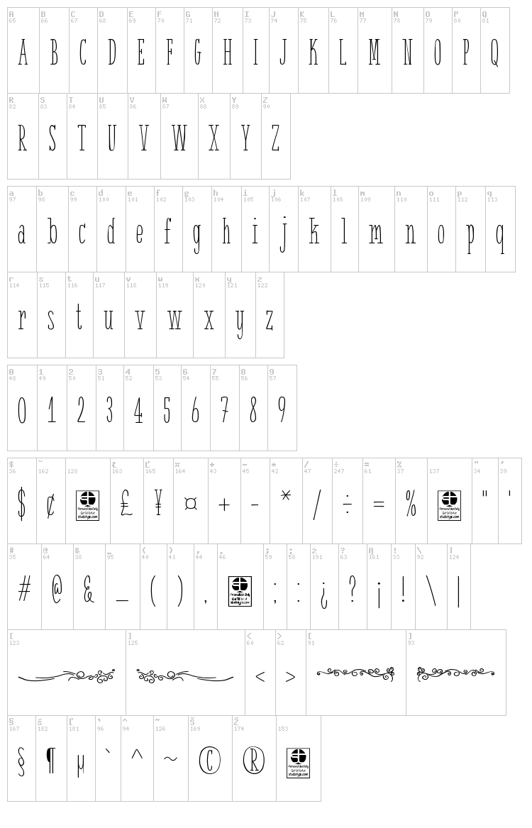White Festive font map